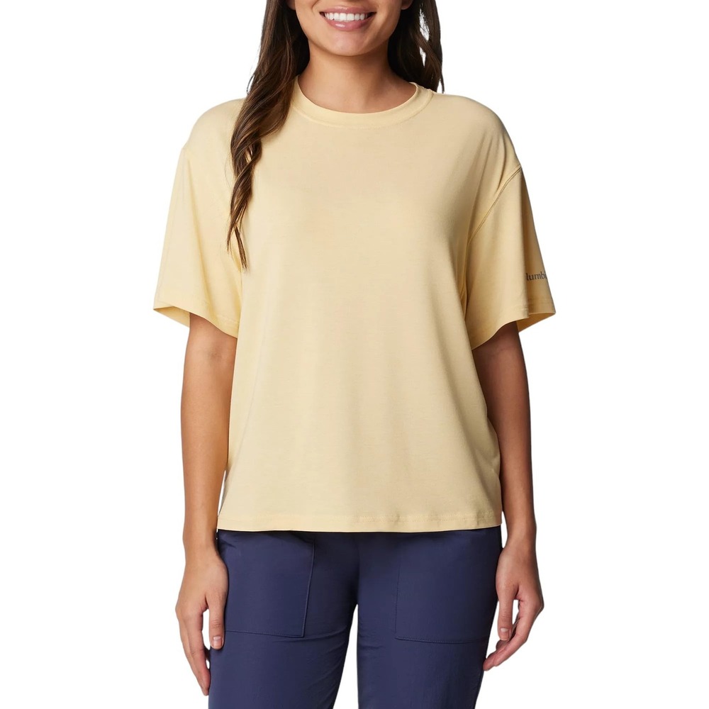 Columbia Boundless Trek Shirt Womens Medium Sunkissed NEW Fitted Short Sleeve